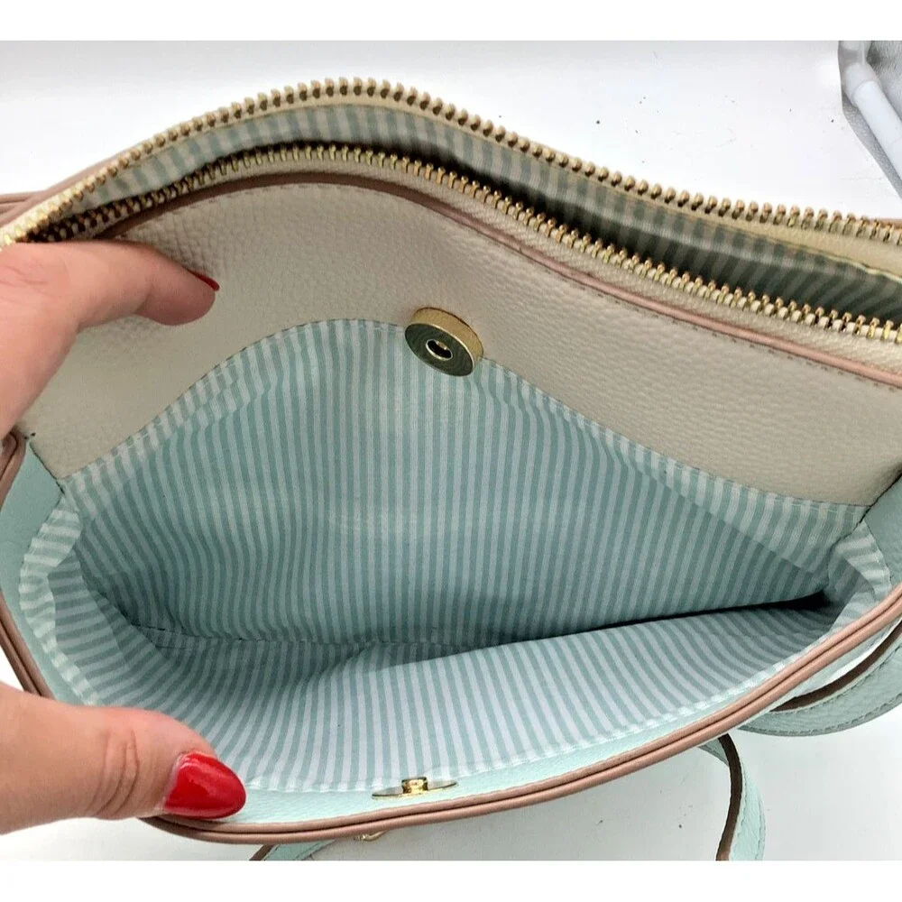 Nanette Lepore Ayanna Crossbody Ice Blue Purse Bag Zip Top Pocketbook Colorblock
